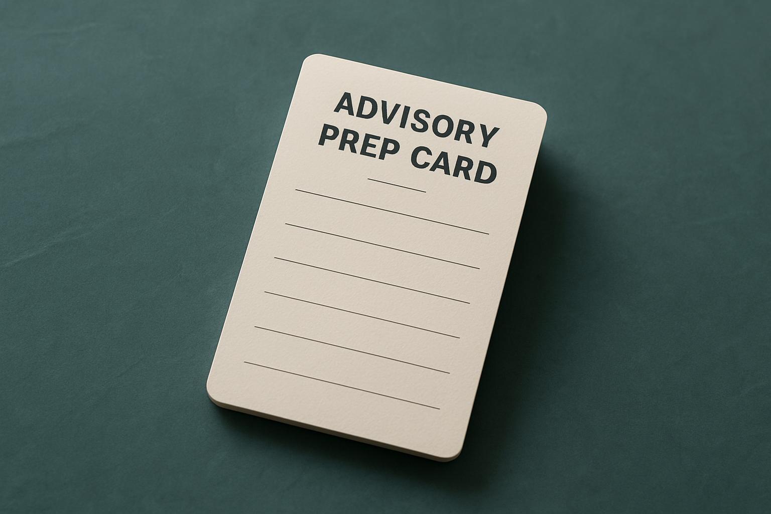Advisory prep card